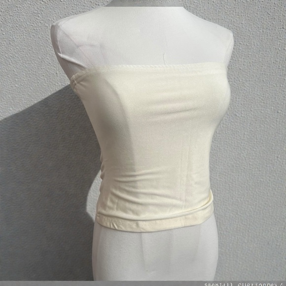 Vintage Tops - Vintage Y2K Cream Tube Top – Minimalist Stretch Bandeau M
